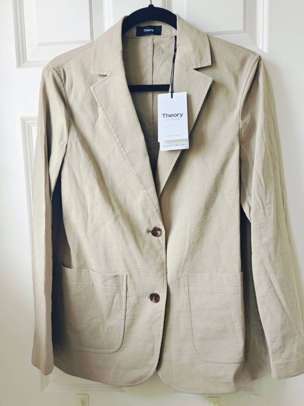 New Theory Relaxed Single-Breasted linen blend Jacket - Picture 7 of 9